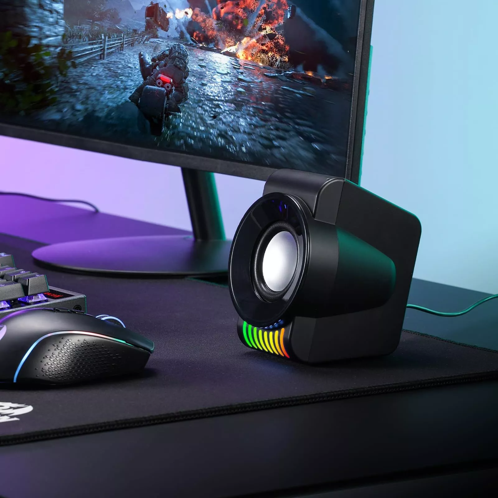 Redragon GS514 PC Gaming Speaker 2.0 Channel Stereo Desktop Computer Speaker ...