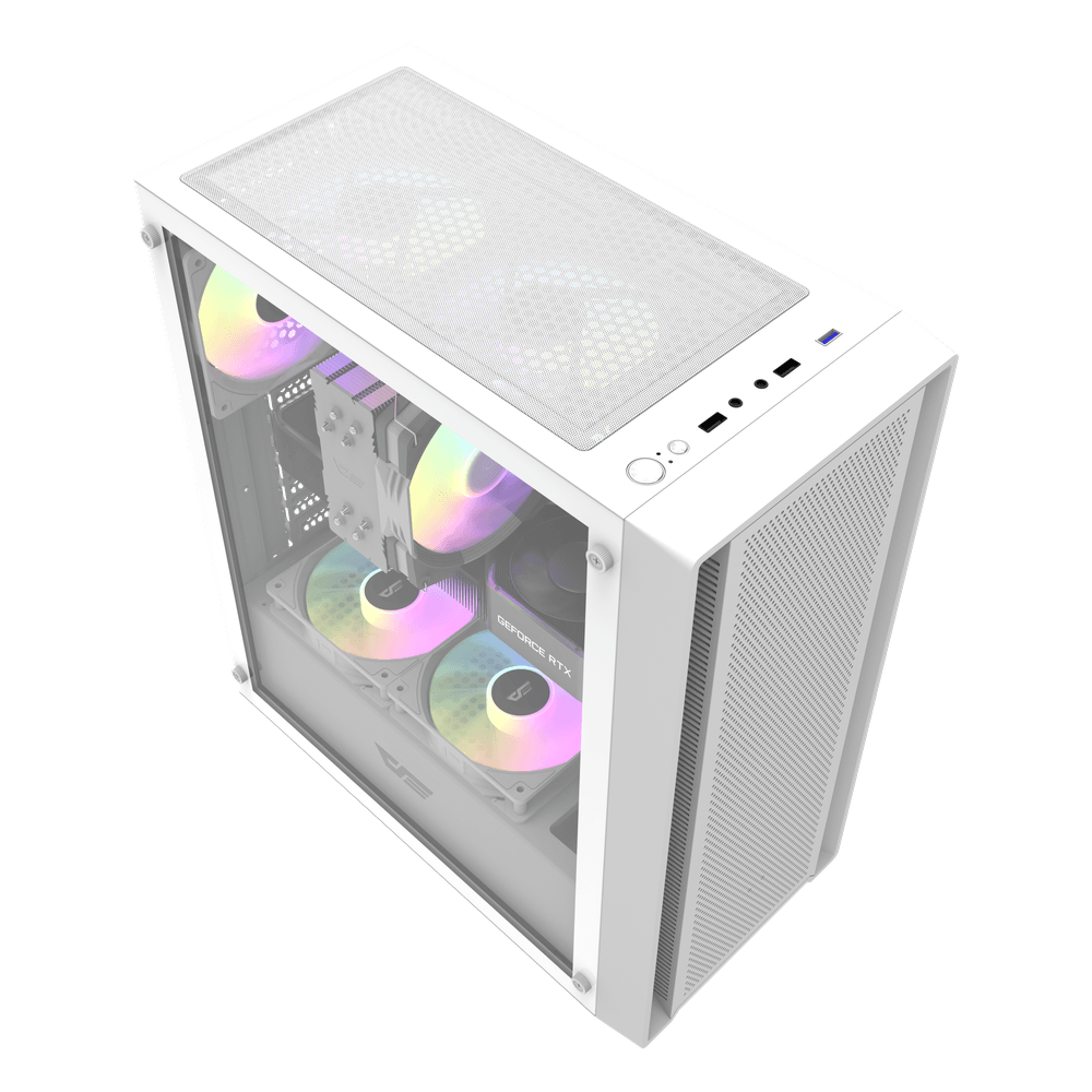DarkFlash DK353 Mini M-ATX High Quality Mesh Atx Tower Gaming Computer Cases Towers With Tempered Glass Office Computer Casing - White