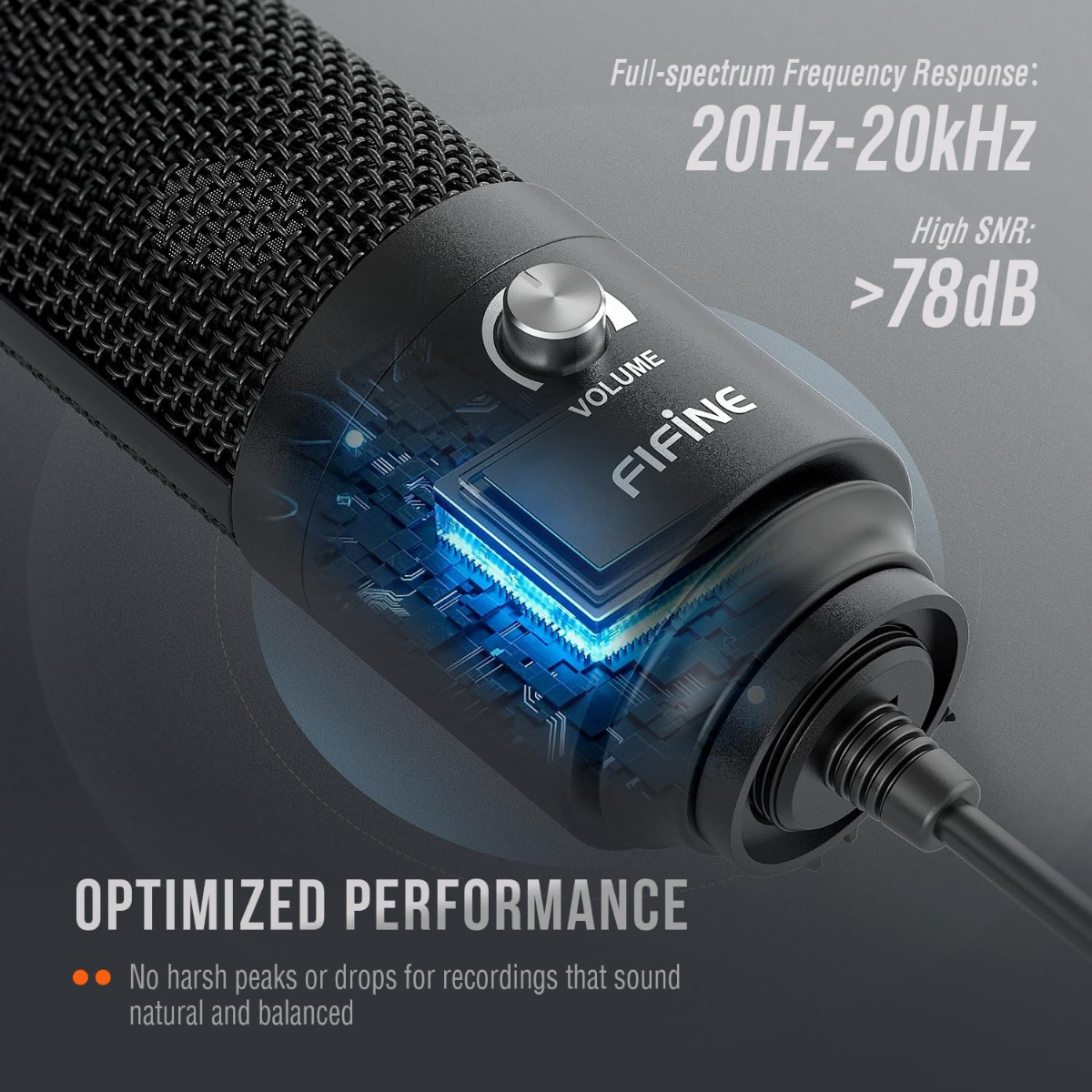 FIFINE USB Microphone, Metal Condenser Recording Microphone for MAC OS, Windows, Cardioid Laptop Mic for Recording Vocals, Voice Overs, Streaming, Meeting and YouTube Videos