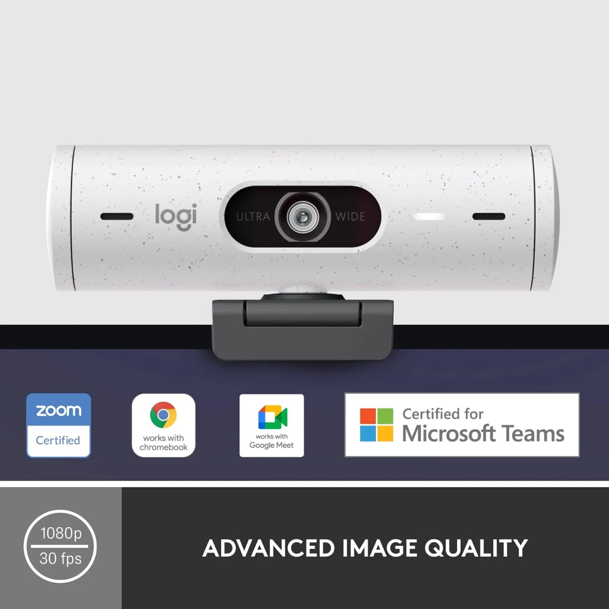 Logitech Brio 500 Full HD Webcam with Auto Light Correction Show Mode Dual Noise Reduction Mics Privacy Cover For Microsoft Teams, Google Meet, Zoom, USB-C Cable