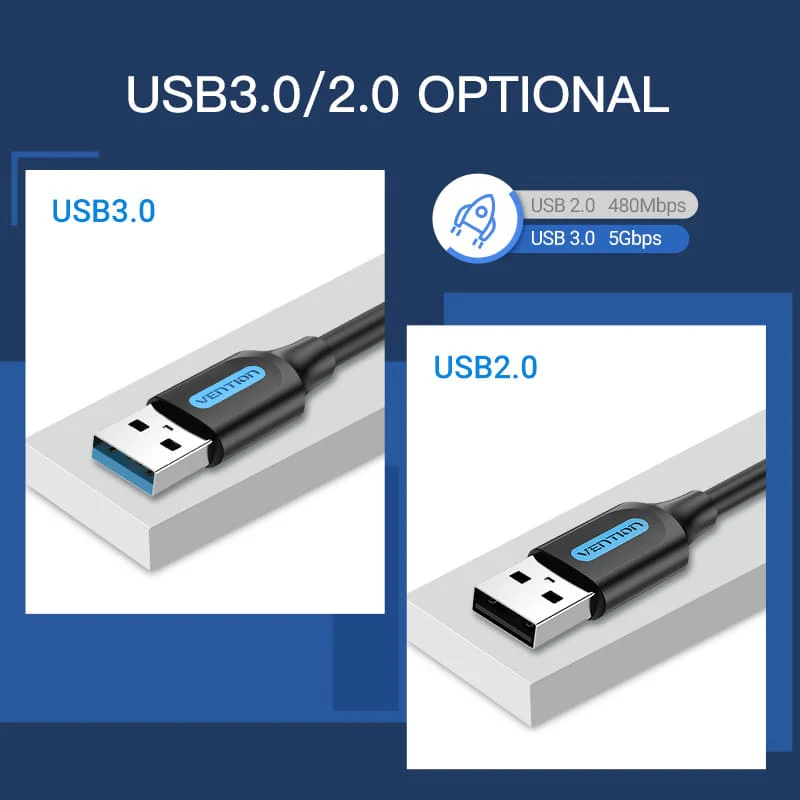 Vention USB 3.0 A Male to A Male  Cable 2M Black PVC Type