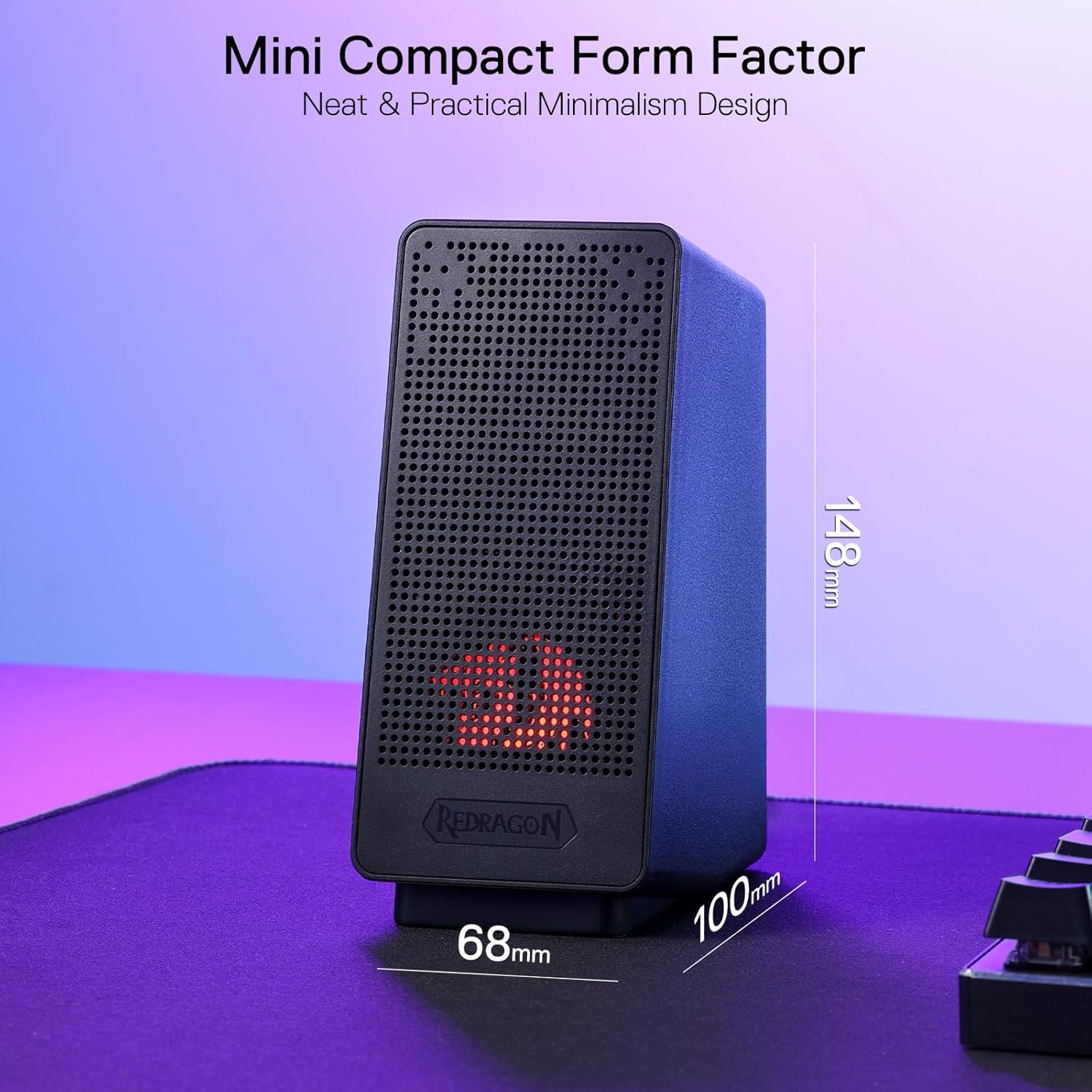 Redragon GS513 PC Gaming Speaker, 2.0 Channel Stereo Desktop Computer Speaker with Red Backlight, Quality Bass and Crystal Clear Sound, USB Powered with a 3.5mm