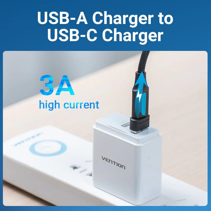 Vention USB 2.0 Male to USB-C Female Adapter Black PVC Type