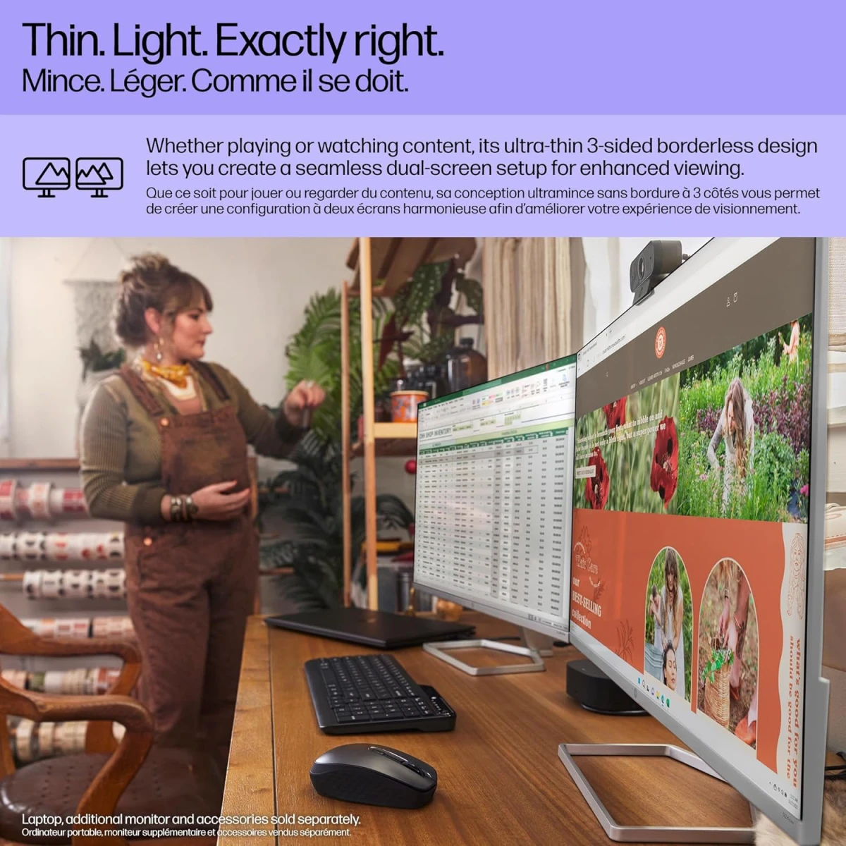 HP 524sw 24" Ultraslim IPS Full HD 100Hz True-Color Low-Blue Light Filter w/ 99% sRGB 300 nits - Silver & White
