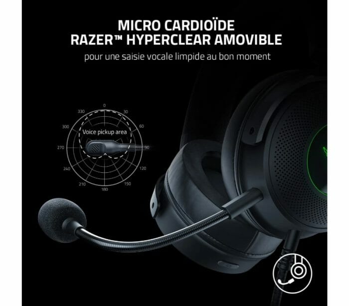 Razer Kraken V3 HyperSense Wired USB Haptic Technology Triforce Titanium 50mm Drivers Detachable Mic - Black