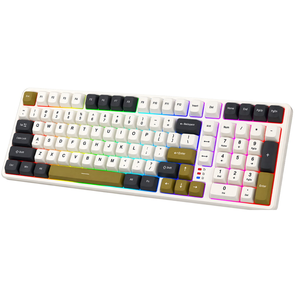 Redragon K528 Wireless Gaming Keyboard Bluetooth Computer Keyboards Creamy Cute with Number Pad RGB Backlit Tri-Mode BT/2.4GHz/USB-C, 4000mAh Battery for Win/MAC- Dusty Olive