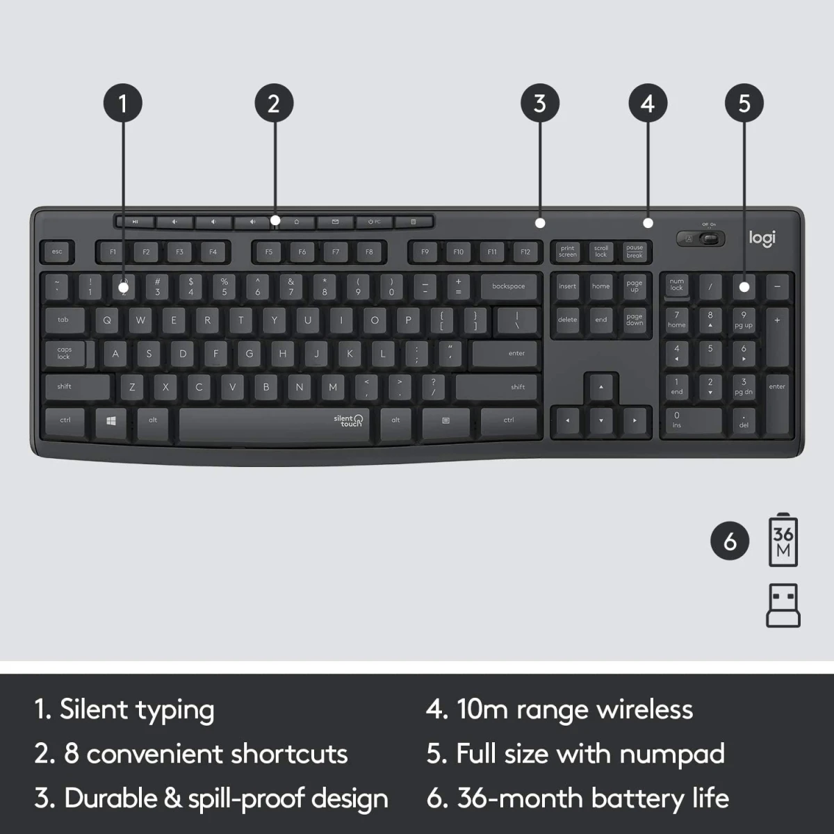 Logitech MK295 Wireless Mouse & Keyboard w/ SilentTouch Technology
