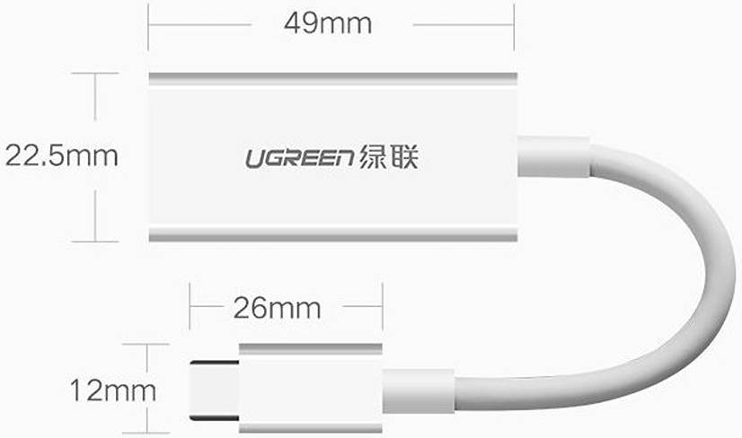 UGREEN USB-C Input to Display Port Output Adapter, Support 4K * 2K @ 60Hz, 15CM, White hover