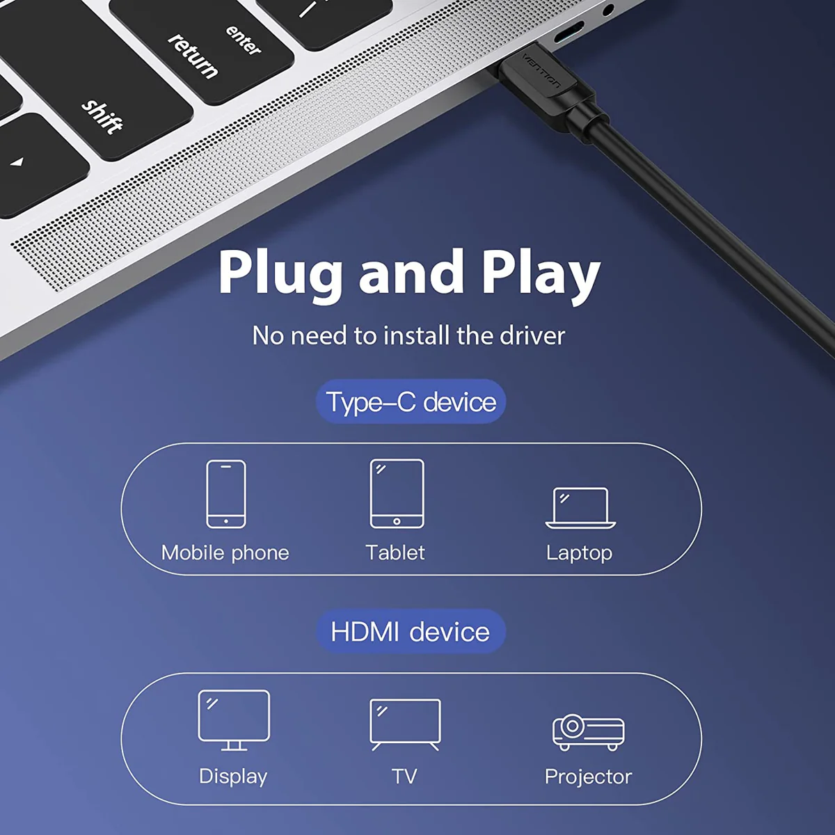 Vention Type-C to 4K HDMI 1.5M Cable