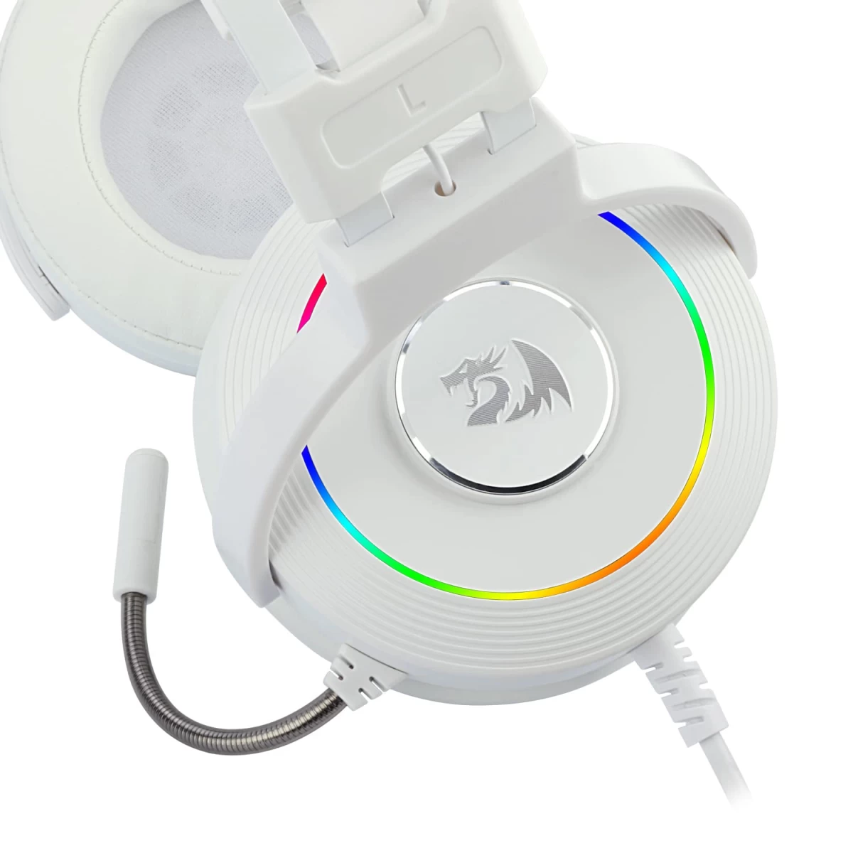 Redragon H320 Lamia 7.1 Surround Sound Volume Control Noise Cancelling RGB Light w/ Stand - White