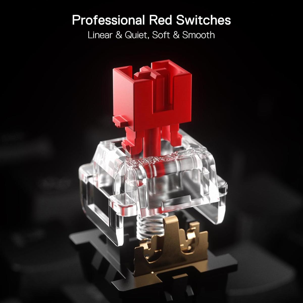 Redragon K670 RGB Backlit Gaming Keyboard, 104 Keys Hot-Swap Mechanical Keyboard, Upgraded Socket, Quiet Linear Red Switch