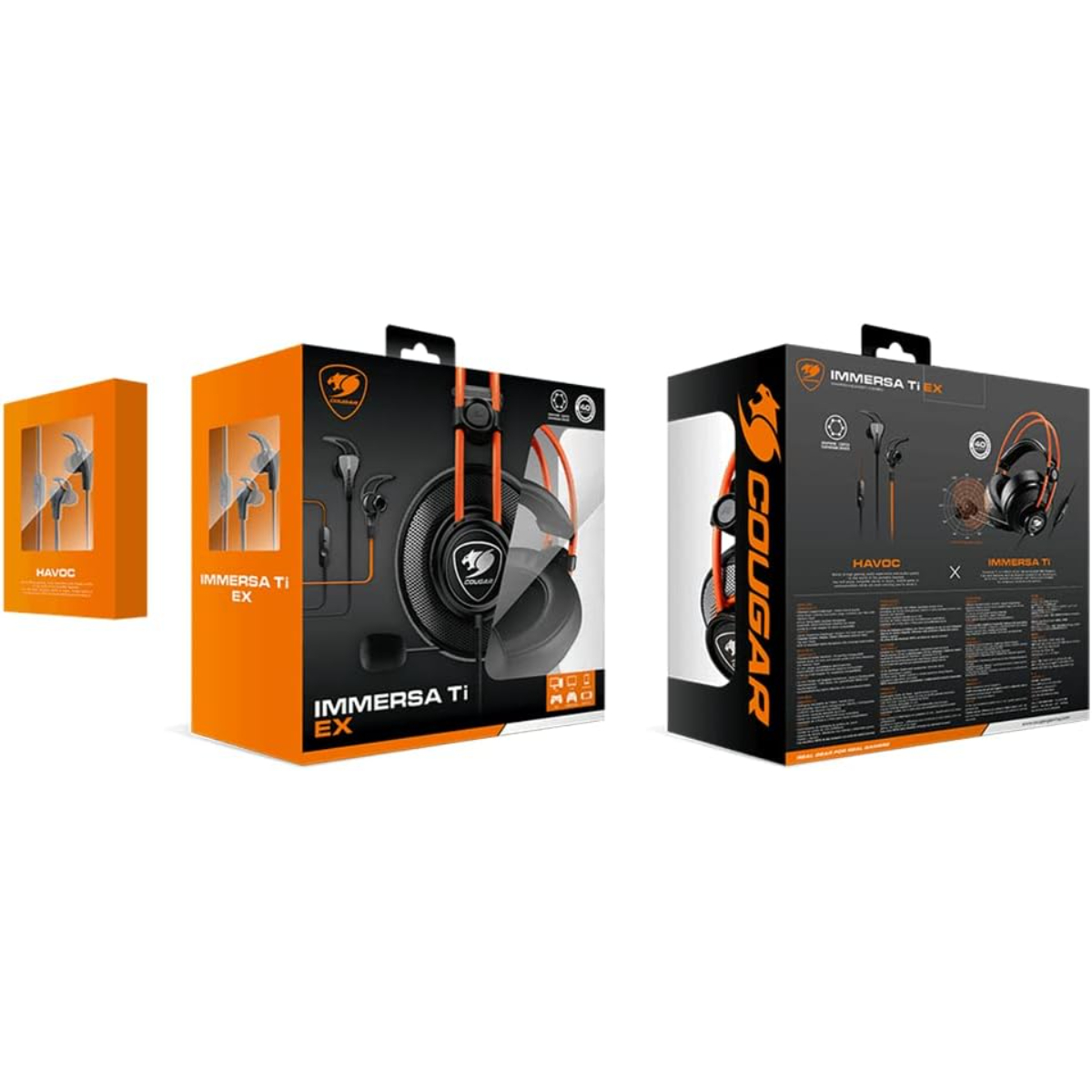 COUGAR IMMERSA TI EX STEREO GAMING HEADPHONE COMBO UlTIMATE AUDIO EXPERIENCE IMMERSA TI EX STEREO 2-in-1 PACK (Earphones/Headset) (Black/Orange)