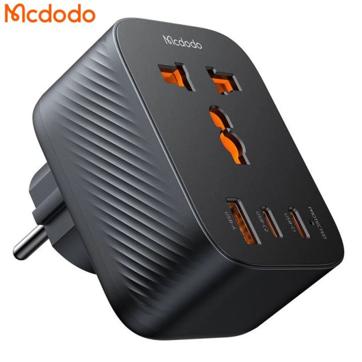 Mcdodo CP-0750 Universal Travel Adapter One for 4 Outputs (AC + 2 USB-C + USB) 20W Worldwide Use EU Travel Plug with 3 USB - Black
