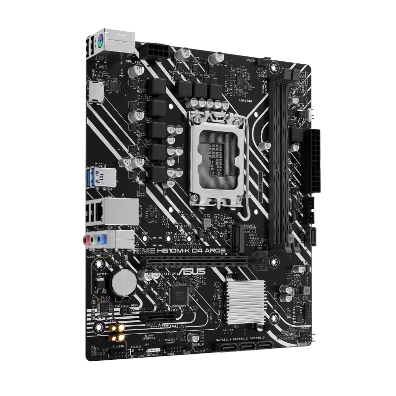 ASUS PRIME H610M-K Micro-ATX motherboard with DDR4, PCIe 4.0, M.2 slot, Realtek 1 Gb Ethernet, HDMI™, USB 5Gbps, SATA 6 Gbps, Two-Way AI Noise Cancelation, Aura Sync