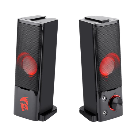 Redragon Orpheus GS550 PC Gaming Speakers 2.0 Channel Stereo Sound Bar Quality Bass and Decent Red Backlit USB Powered w/ 3.5mm Cable
