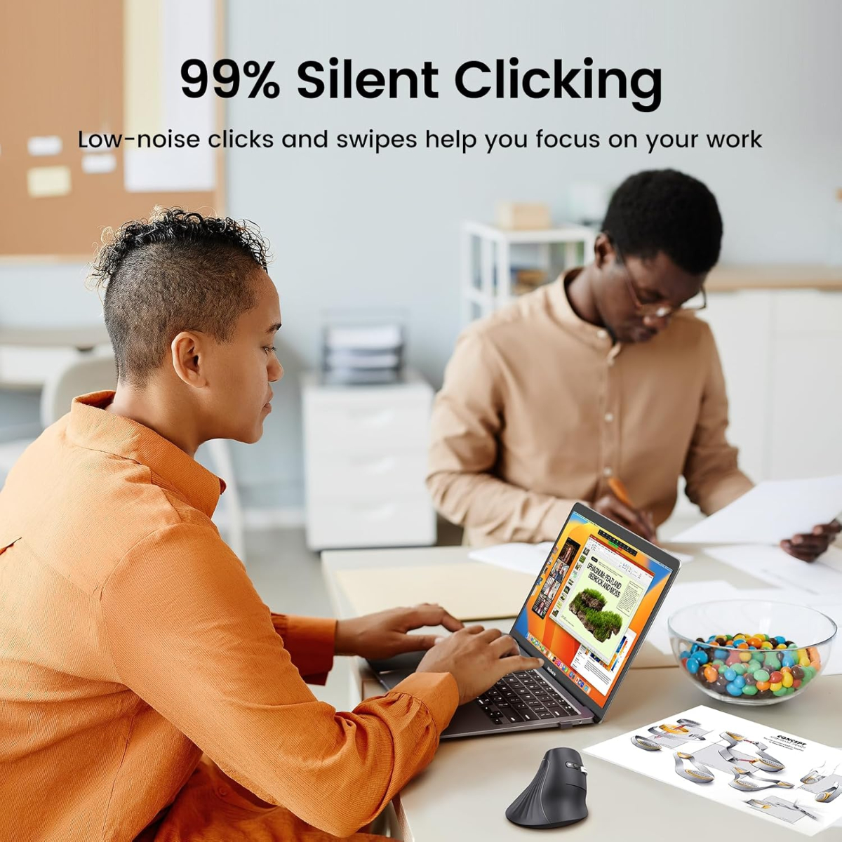UGREEN Vertical Ergonomic Mouse, Bluetooth & 2.4G, Silent Quiet Clicks, 5 Buttons, 4000 DPI & 4 Adjustable DPI, for Laptop, Mac, Chromebook, PC, Windows, Black