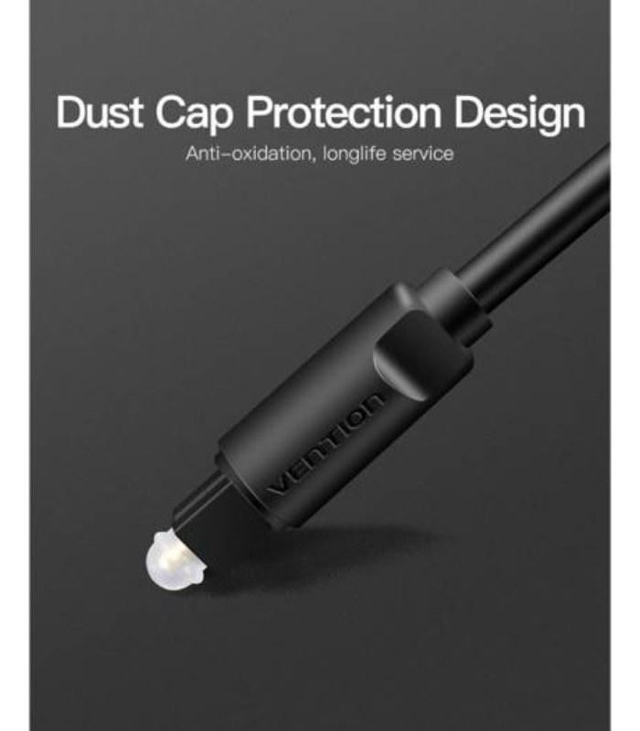 Vention Optical Fiber Audio Cable Transmission, Sturdy Connectivity, 2M Black