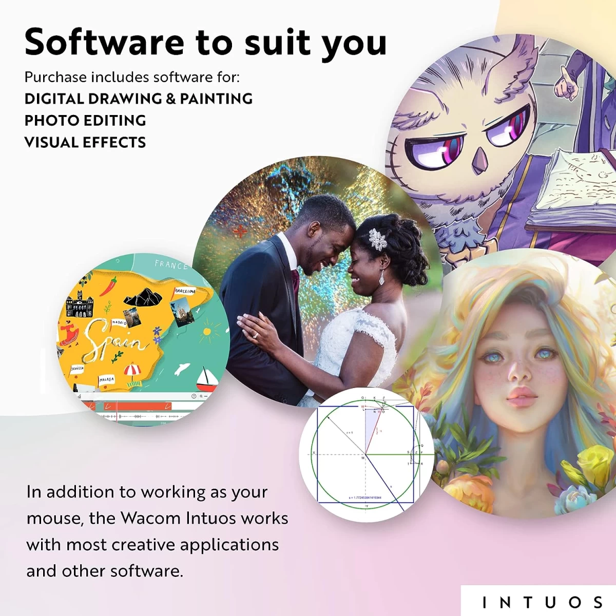 Wacom Intuos Medium USB Graphics Drawing Tablet Portable For Teachers, Students & Creators 4 Customizable ExpressKeys For Chromebook Mac OS Android & Windows - Black
