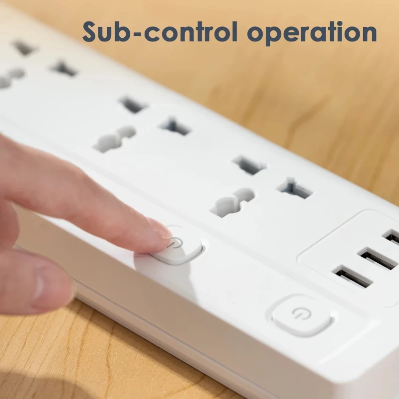 Deli ET410 2 Pin 3 USB 5V Port 2 Meter Max Power 2500W Power Strip