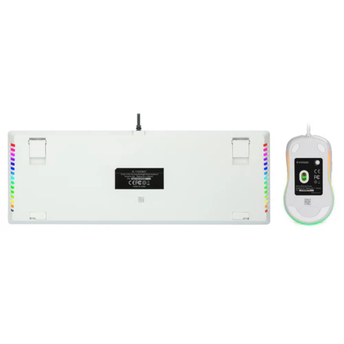 E-YOOSO Mechanical Keyboard ,Mouse,Pad Z-737 Wired Clicky Keyboard and Mouse,RGB Sidelight, 87 Keys Gaming Keyboard-White Kit