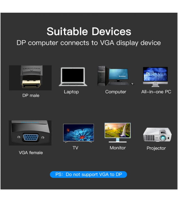 Vention DP To VGA Convertor 0.15M