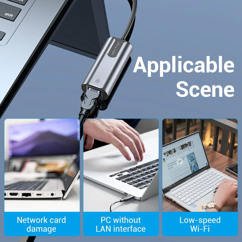 Vention USB-C to Gigabit Ethernet Adapter 0.15M Gray Aluminum Alloy Type