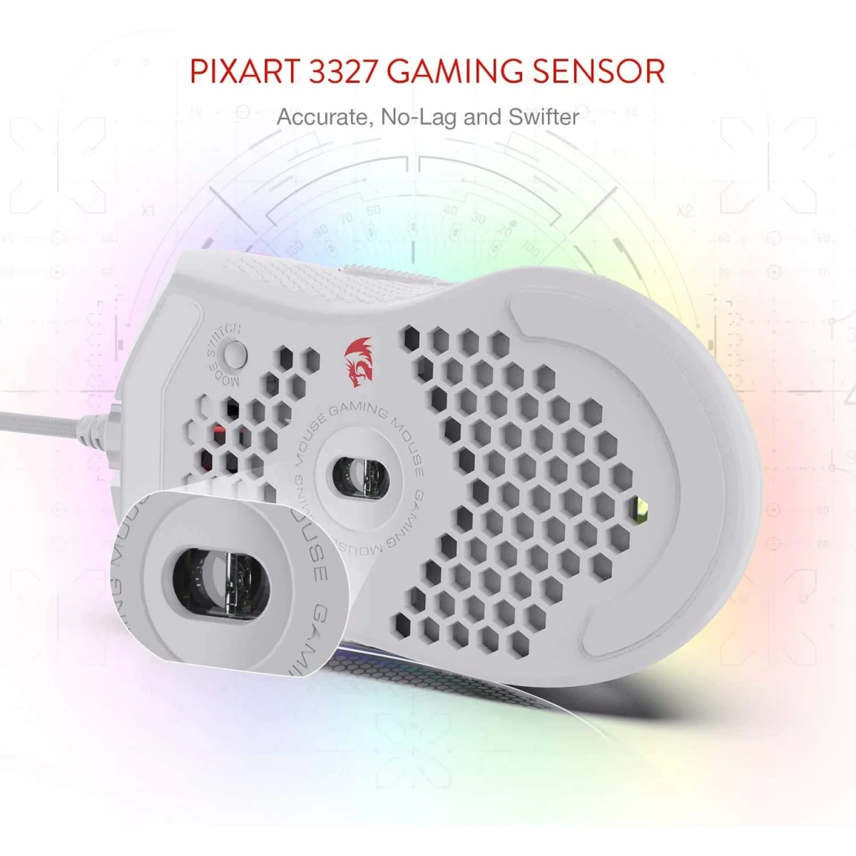 Redragon M808 Storm Lightweight RGB 85g Honeycomb Shell - White