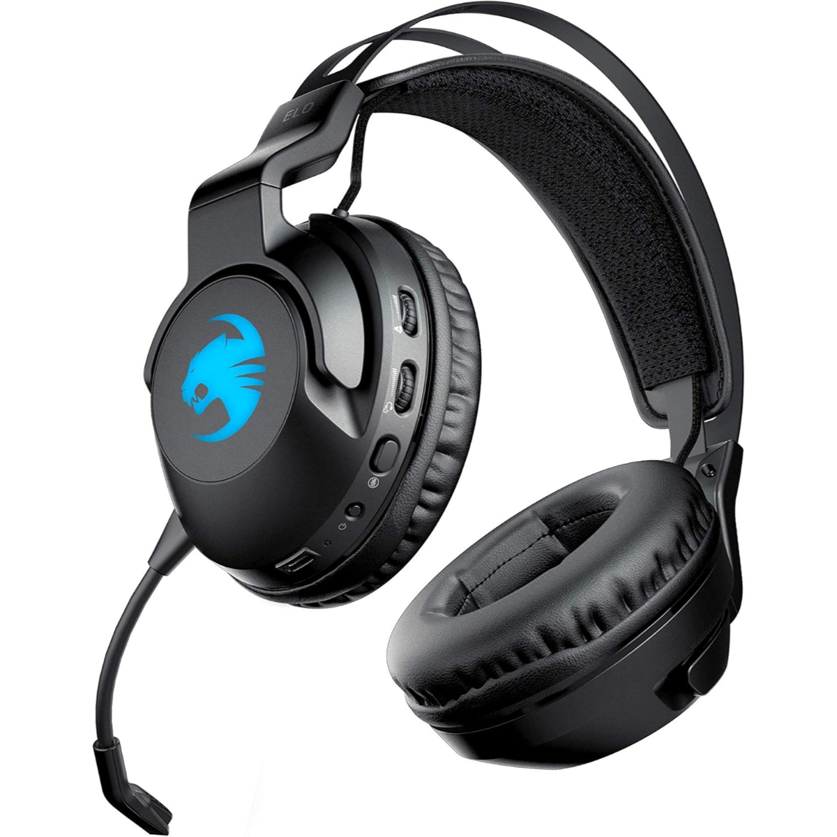 ROCCAT Elo 7.1 Air PC Wireless Gaming Headset, Surround Sound Headphones with Detachable Noise Cancelling Microphone, 50mm Drivers, 24 Hr Battery Life, RGB Lighting, Black