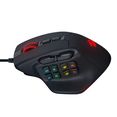 Redragon M811 Aatrox MMO Gaming Mouse,12400Dpi, 15 Programmable Buttons Wired RGB Gamer Mouse w/ Ergonomic Natural Grip Build, 10 Side Macro Keys, Software Supports DIY Keybinds & Backlit