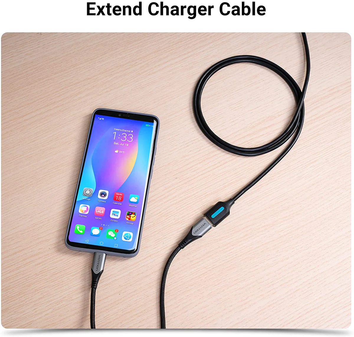 VENTION USB 3.0 Extension Cable 1M, USB Extender Male to Female Cable USB Extension Cord High Speed Compatible with Printer Keyboard Flash Drive Hard Drive Camera PlayStation Webcam Projector