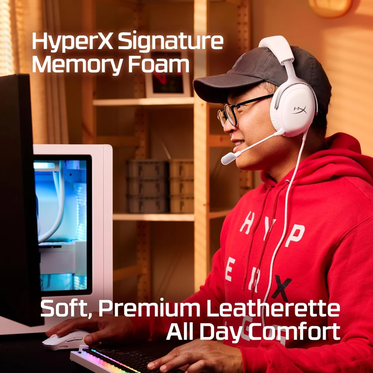 HyperX Cloud III Wired Angled 53mm Drivers DTS Memory Foam Durable Frame Ultra-Clear 10mm Mic USB-C & USB-A 3.5mm For PC, PS5, Xbox Series X|S - White hover