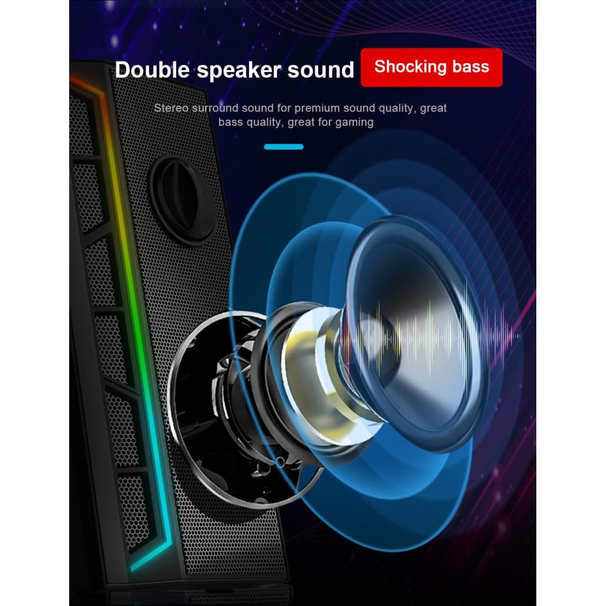 Redragon GS580 Calliope RGB Desktop PC Speakers,2.0 Channel Enhanced Sound and Volume Control with 3.5mm Cable-Black hover