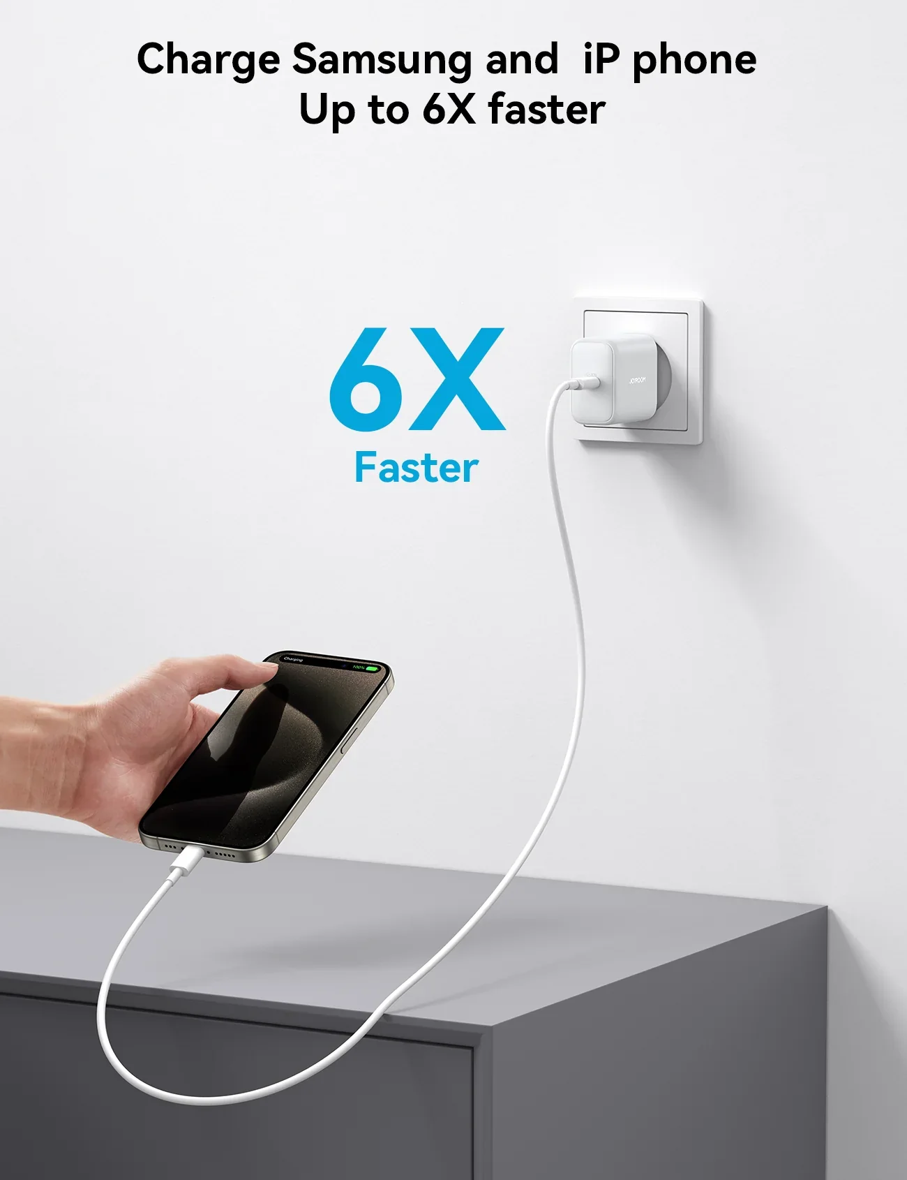 JOYROOM JR-TCF24 PD 30W Charger-White (EU)+C to C 1m White