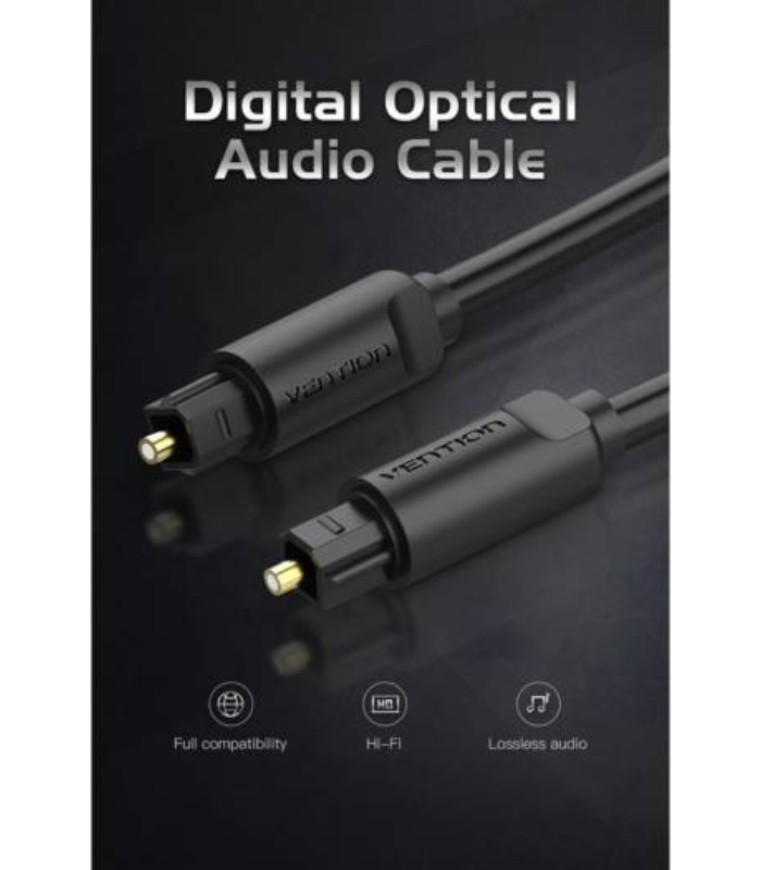 Vention Optical Fiber Audio Cable Transmission, Sturdy Connectivity, 2M Black