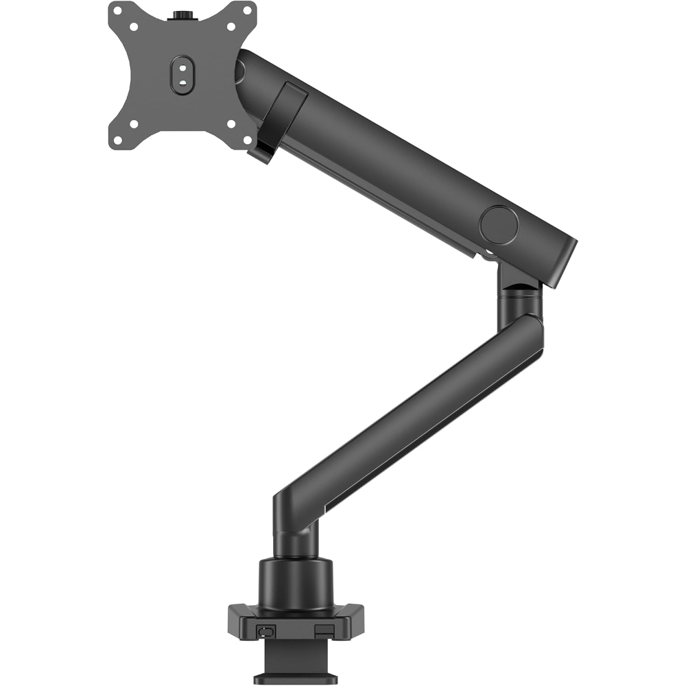 Twisted Minds Single Monitor Arm Mount, 17 to 40 Inch Mechanical Spring Monitor Stand, Heavy-Duty VESA Mount with Clamp and Grommet Base, Full Motion Tilt – Fits up to 26.4 lbs - Matte Silver - alternate view