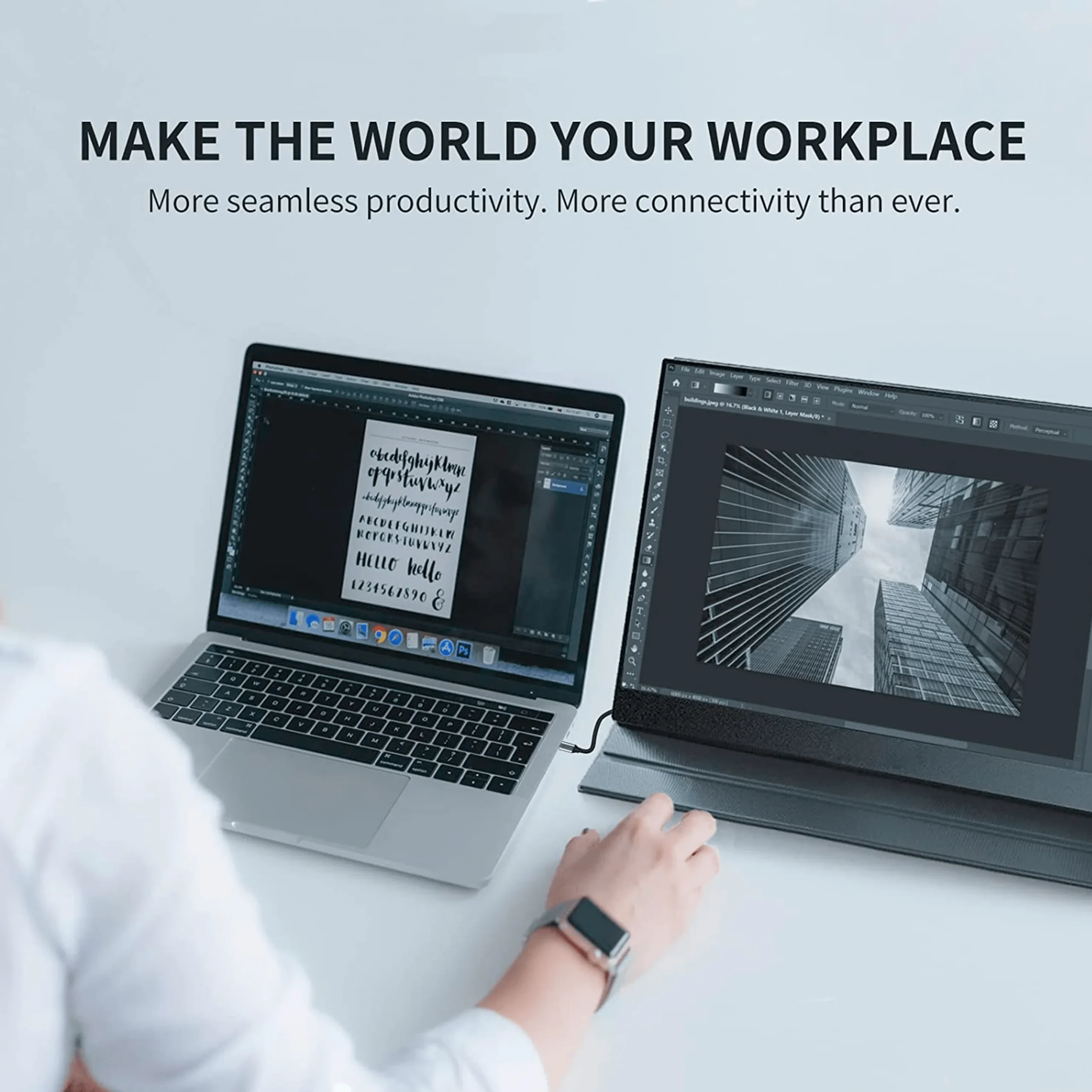ReHisk Portable Monitor 15.6'' FHD 1080P IPS Eye Care HDMI USB-C with Smart Cover & Dual Speakers.