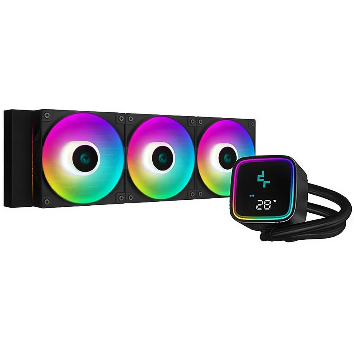 DeepCool LS720 SE Digital Edition Liquid Cooler 360mm Dual-Chamber Pump 3100RPM 300w TDP AIO Cooler Anti-Leak Tech ARGB - Black