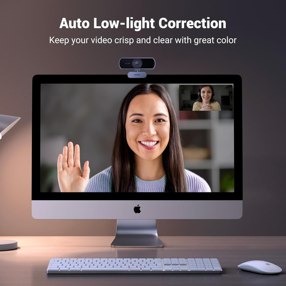 UGREEN 1080P Webcam with Microphone, Full HD USB Web Camera, 85° FOV, Noise-Canceling, Plug and Play, Auto Light Correction, Video Webcam for Streaming/Conferencing, Zoom/Skype/YouTube, Switch 2