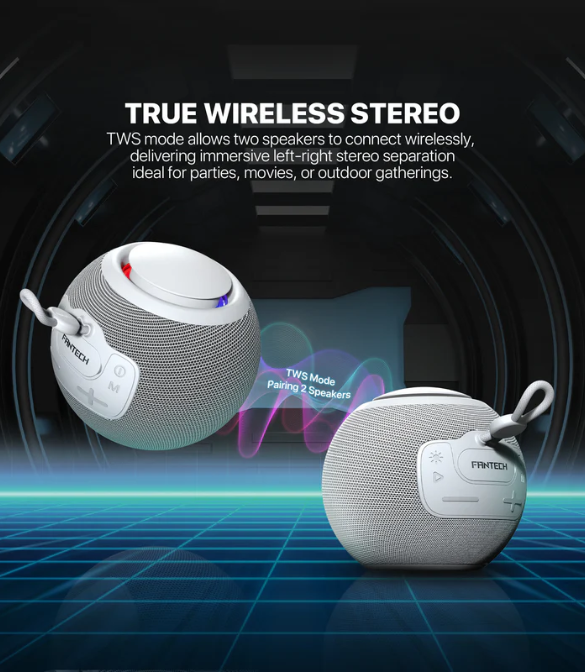 FANTECH BS161 Portable BT Wireless Speaker TWS 4-Way Connectivity TF Card Party Use Hands-Free Call RGB Mini Deep Bass Speakers