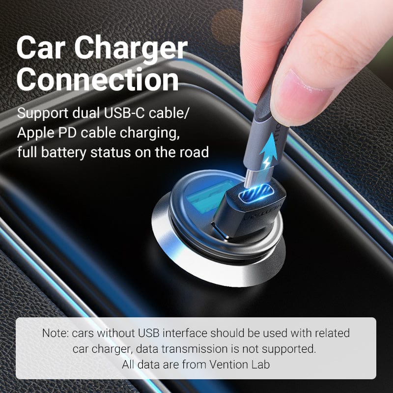 Vention USB 2.0 Male to USB-C Female Adapter Black PVC Type