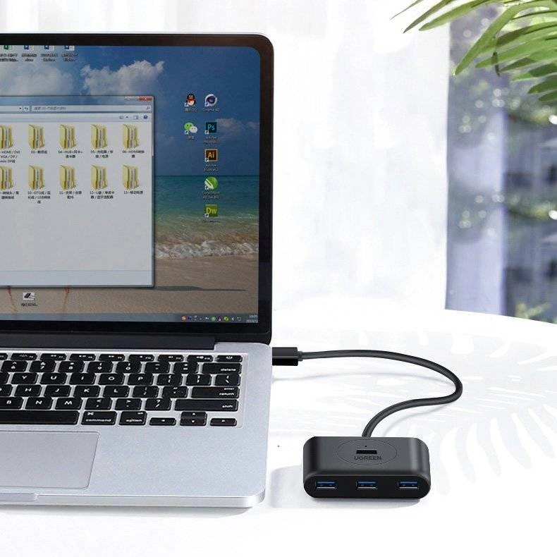 UGREEN 40850 USB HUB SPLITTER 4 PORTS USB 3.0 WITH USB-A AND USB-C CABLE 1M