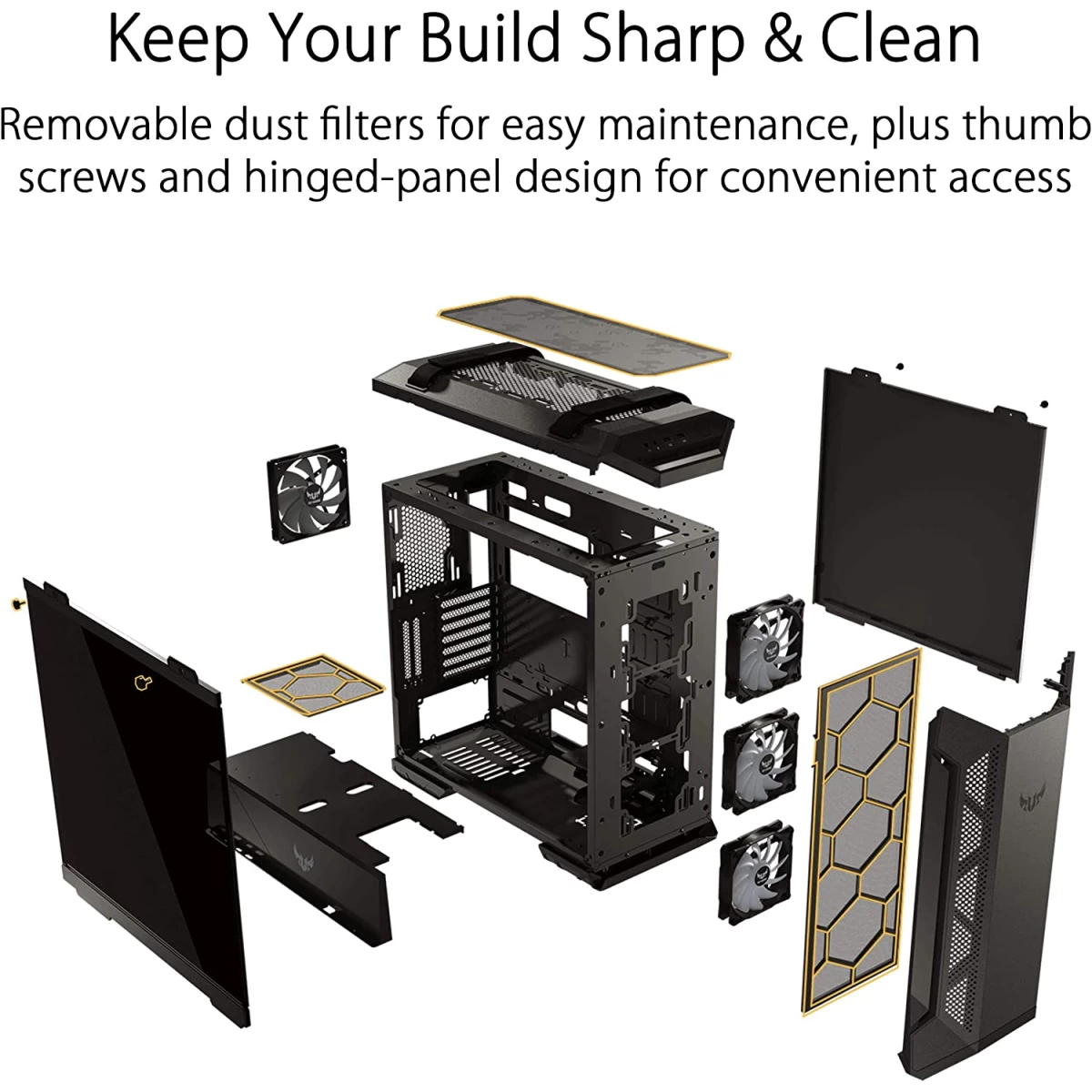 ASUS TUF Gaming GT 501 Mid-Tower Case for up to EATX Motherboards with USB 3.0 Front Panel Cases w/ Handle - Gray