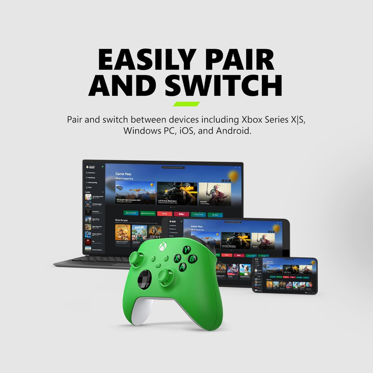 XBOX Core Wireless Gaming Controller – Robot Black– Xbox Series X|S, Xbox One, Windows PC, Android, and iOS