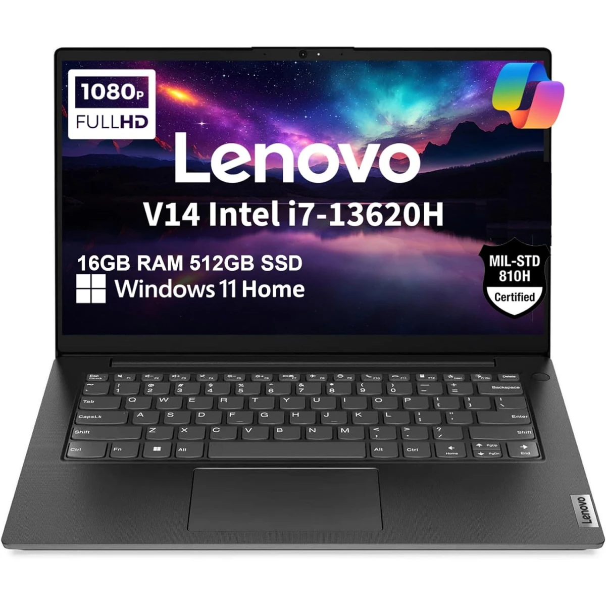 Lenovo V14 G4 (2025) 13th Gen Intel Core i7 13620H 10-Cores w/ High-Performance Processor Business Class & Pre-Installed Windows 11 - Black
