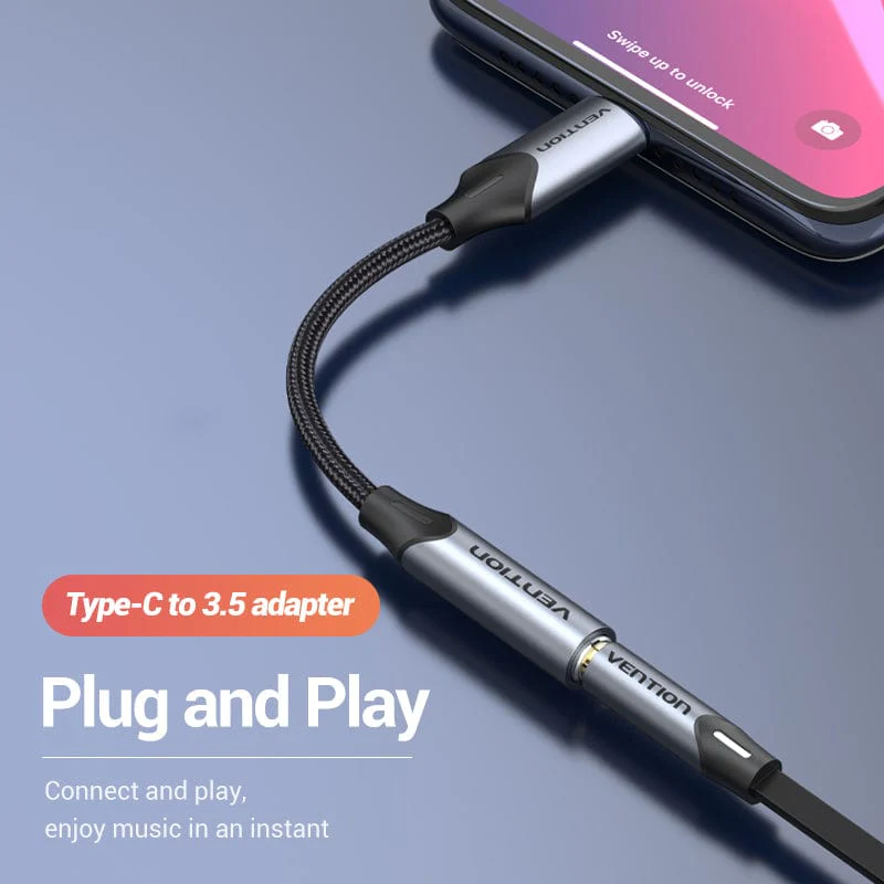 Vention Type C to 3.5 Jack Earphone USB-C Type C to 3.5mm Headphone AUX Adapter Audio Cable for Huawei P40 P30 Pro Xiaomi 10 9