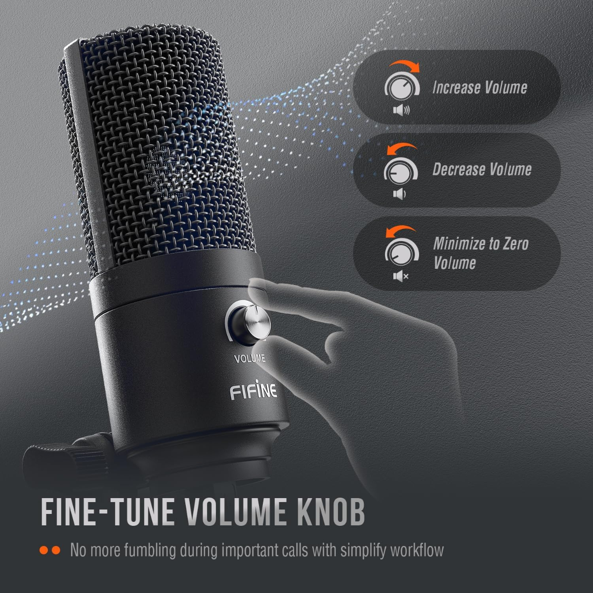 FIFINE USB Microphone, Metal Condenser Recording Microphone for MAC OS, Windows, Cardioid Laptop Mic for Recording Vocals, Voice Overs, Streaming, Meeting and YouTube Videos