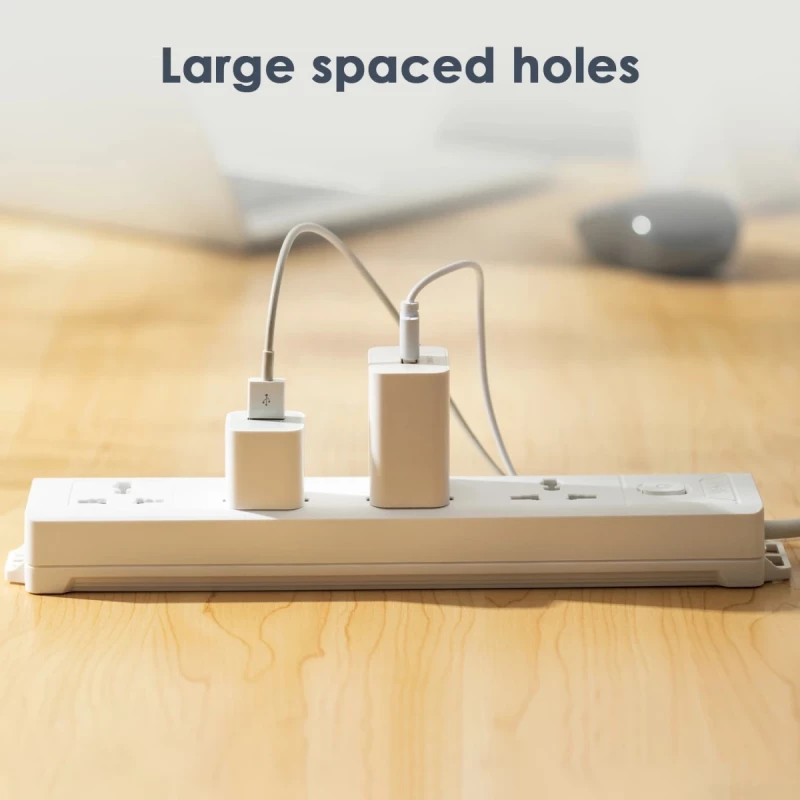 Deli ET404 Universal Hole Extension Cord 2 Pin 4 Port 5 Meter Power Strip