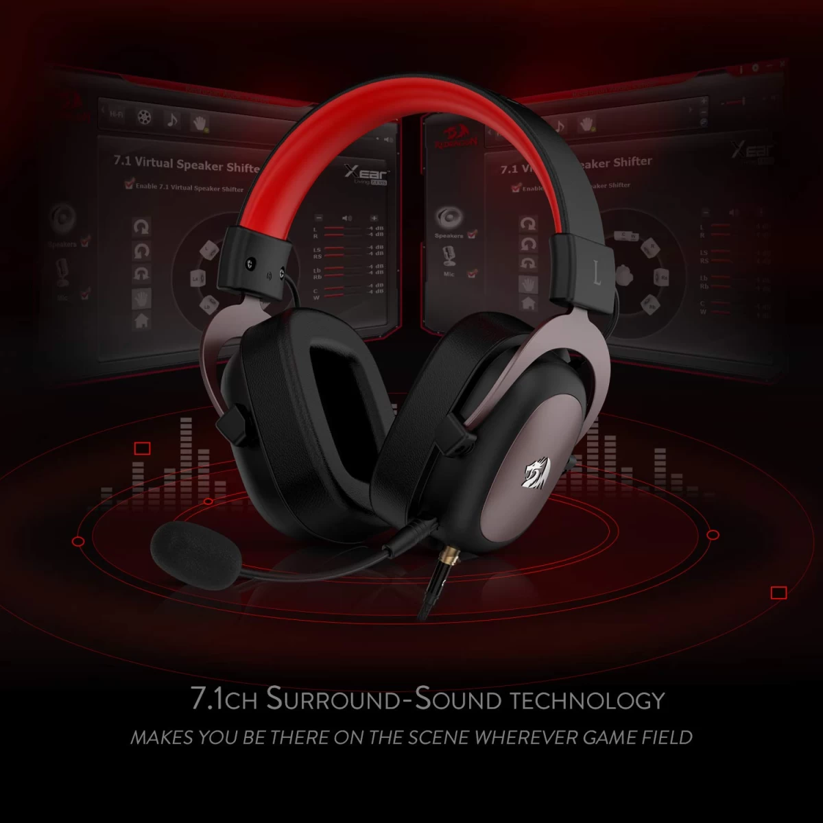 Redragon H510-1 Zeus 2 Wired 7.1 Surround Sound Memory Foam Ear Pad 53MM Drivers Detachable Mic For PCPS4/3 & Xbox One/Series X