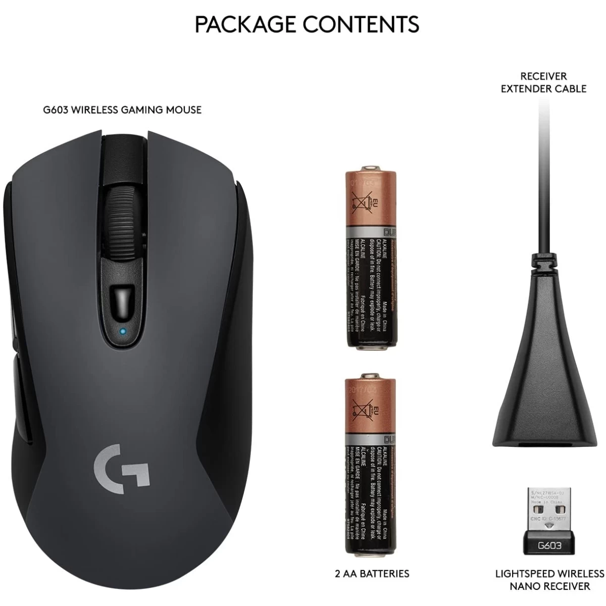 Logitech G603 Wireless Lightweight Hero Sensor 12000 DPI 500 Hours Battery Life