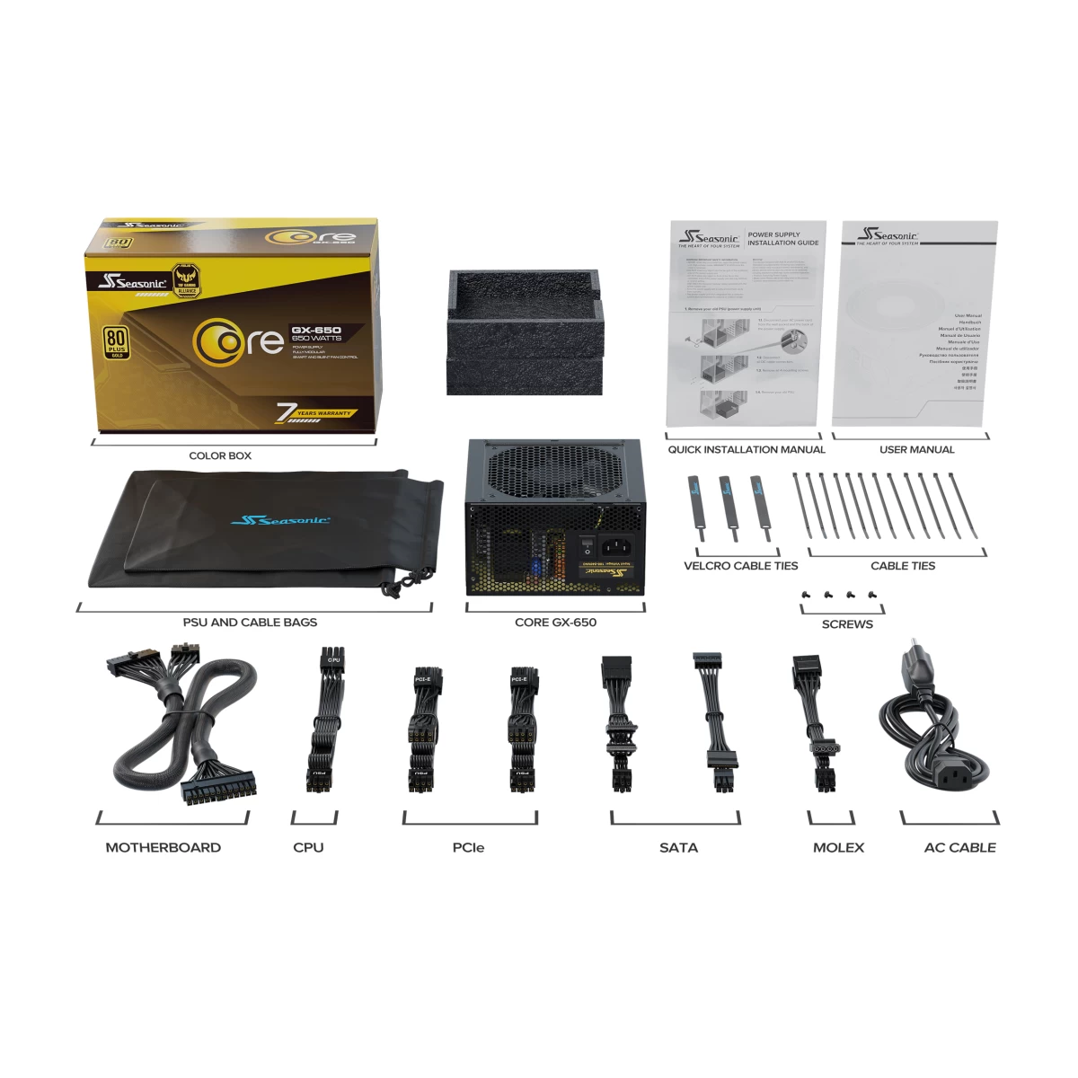 Seasonic CORE GX-650 650W 80+ Gold Full-Modular Fan Control Silent & Cooling Mode